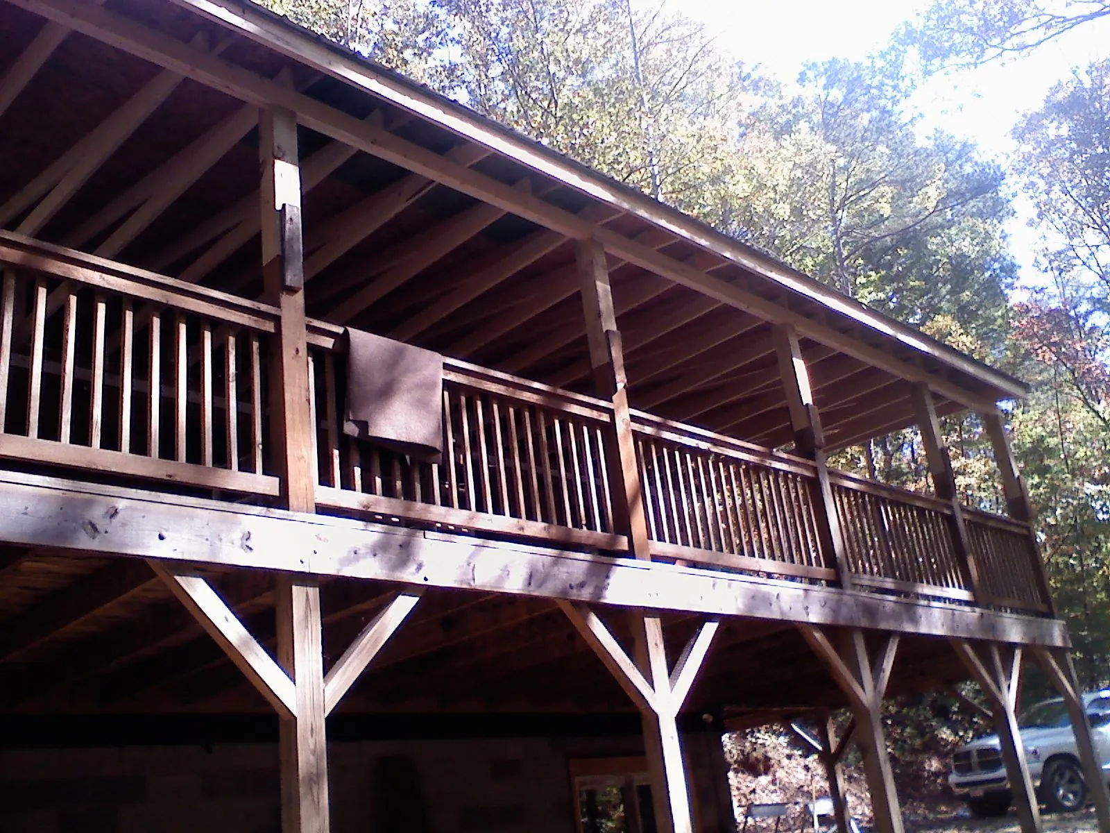 Timber framing under a new elevated porch and deck — Roof Leak Repair in Hilliard by Roofing Brothers